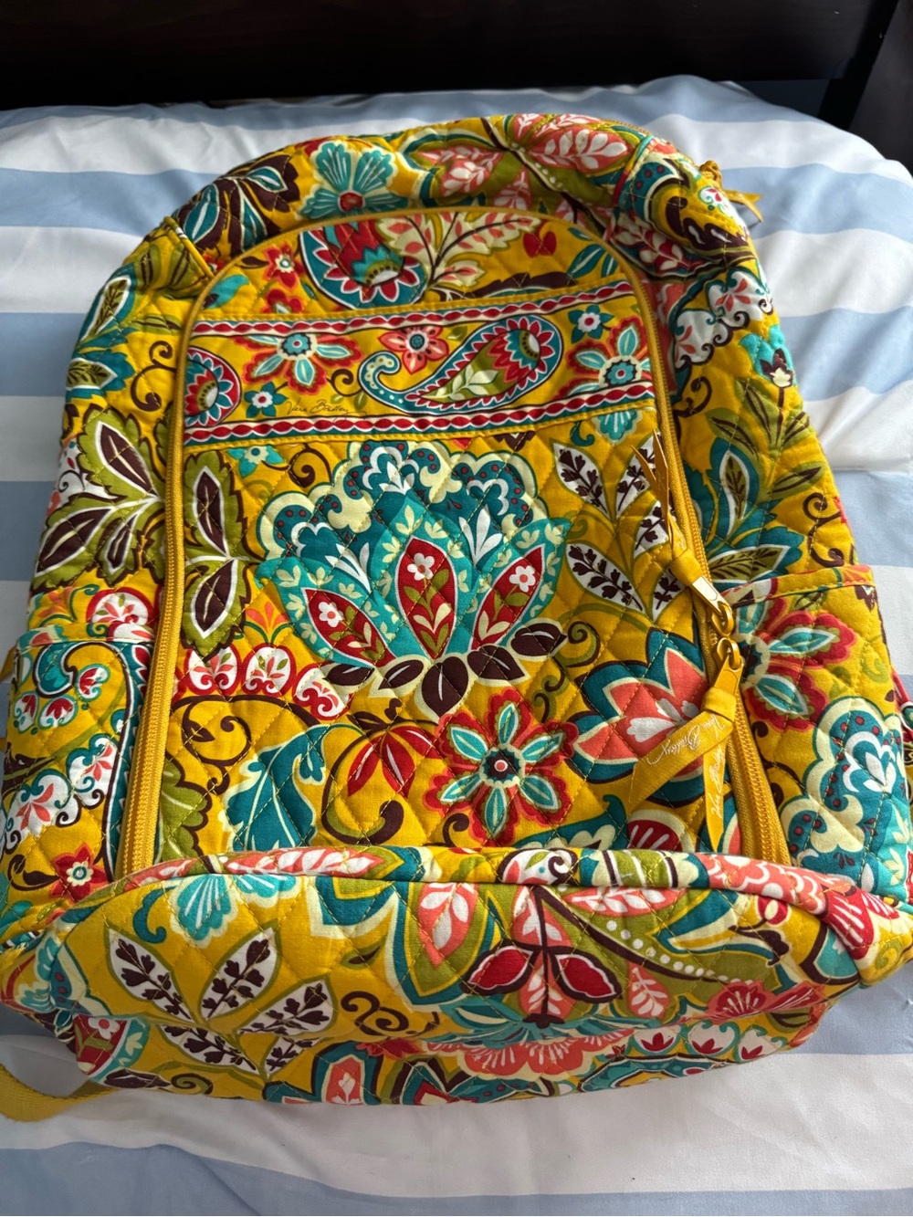 Quilted Floral Backpack - Yellow Multi